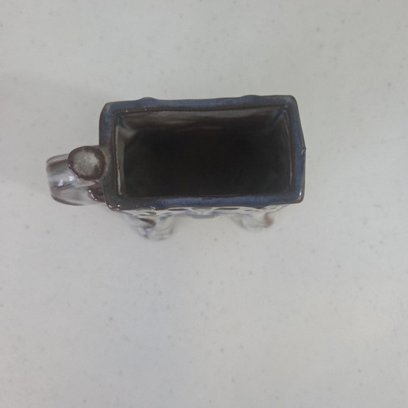 Vintage Glazed Ceramic Elephant Succulent Air Plant Planter Numbered Blue Brown - Picture 7 of 11